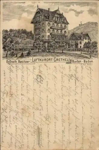 Litho Baden Baden am Schwarzwald, Luftkurort Grethel