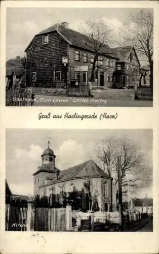 Ak Harlingerode Bad Harzburg am Harz, Gasthaus Zum Löwen, Kirche