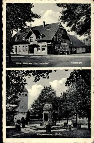 Ak Nenndorf Rosengarten Niedersachsen, Gasthaus zum Lindenhof, Kriegerdenkmal, Kirche