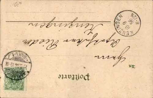 Litho Karlsruhe in Baden, Stadtgarten, Festhalle