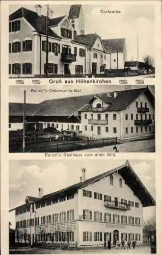 Ak Höhenkirchen Siegertsbrunn in Oberbayern, Dorfpartie, Gasthaus zum alten Wirt, Baindl