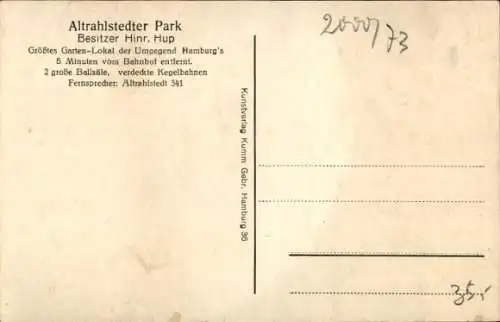 Ak Hamburg Wandsbek Rahlstedt, Altrahlstedter Park, Bes. H. Hup, Garten