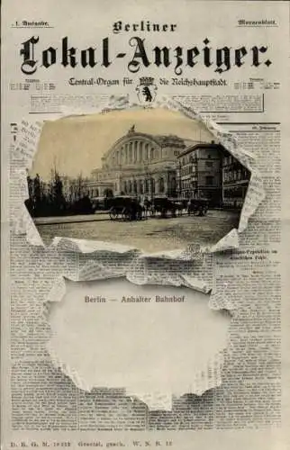 Passepartout Zeitungs Ak Berlin Kreuzberg, Anhalter Bahnhof, Lokal-Anzeiger