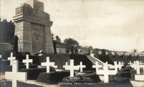 Ak Semendria Serbien, Heldenfriedhof, 1916, I. WK