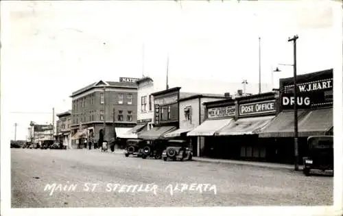 Ak Stettler Alberta Kanada, Hauptstraße