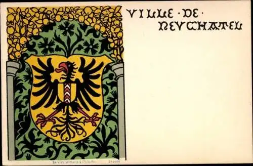 Wappen Ak Kanton Neuenburg Schweiz, Ville de Neuchatel