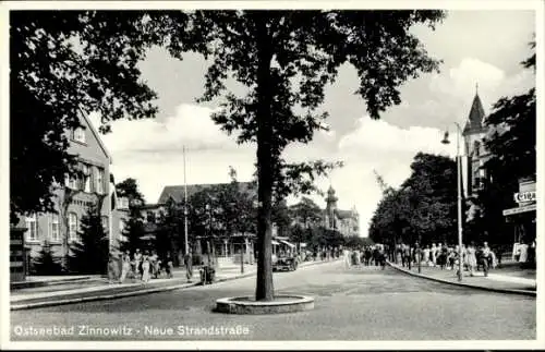 Ak Ostseebad Zinnowitz Usedom, neue Strandstraße, Postamt