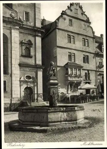 Ak Hachenburg im Westerwaldkreis Rheinland Pfalz, Marktbrunnen