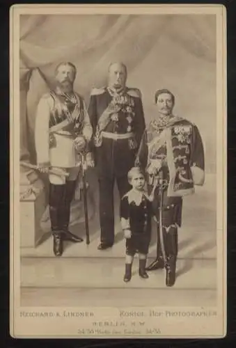 Cabinet Foto König Friedrich II., Friedrich d. Große, Wilhelm I., Kaiser Wilhelm II.