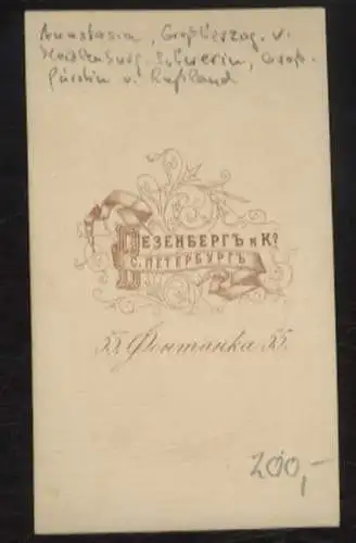 CdV Großherzogin Anastasia v. Mecklenburg-Schwerin, geb. Michailnowna Romanow v. Rußland