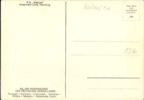 Ak Dampfer Watussi, Woermann-Linie