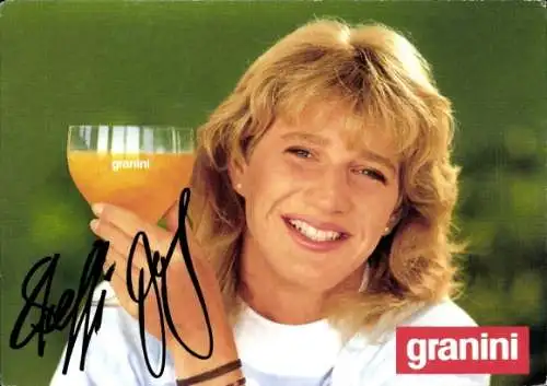 Ak Reklame, Granini, Tennisspielerin Steffi Grad, Portrait, Autogramm