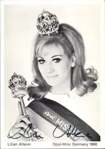 Ak Opal Miss Germany 1968 Lilial Atterer, Portrait, Autogramm