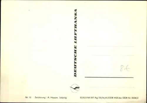 Landkarten Ak Berlin, Deutsche Lufthansa, Flugstrecke Berlin Prag