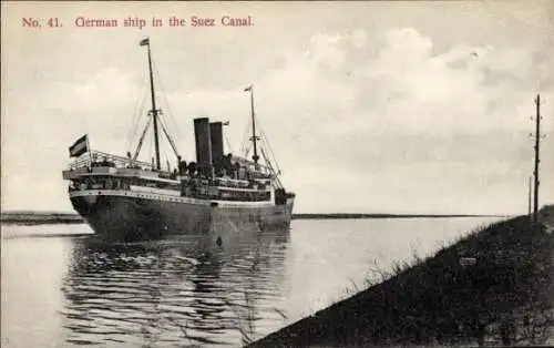 Ak Ägypten, deutsches Schiff im Suezkanal