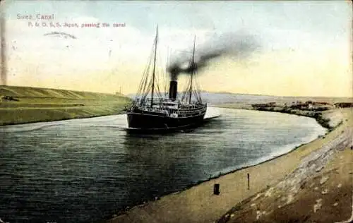 Ak Ägypten, Suez Canal, P & O S S Japon, passing the canal