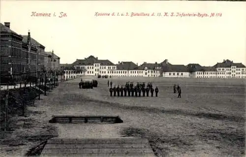Ak Kamenz Sachsen, Kaserne 1. u. 3. Bataillon 13. K.S. Infanterie-Regt. Nr. 178
