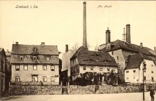 Ak Limbach in Sachsen, Am Markt, Schornstein