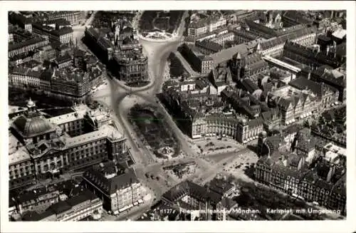 Ak München Bayern, Fliegeraufnahme, Karlsplatz und Umgebung