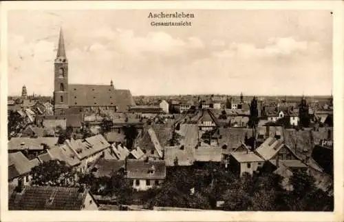 Ak Aschersleben im Salzlandkreis, Gesamtansicht, Kirche