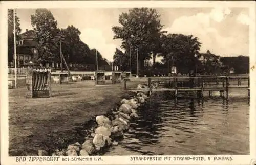 Ak Zippendorf Schwerin in Mecklenburg, Strand, Strand-Hotel, Kurhaus