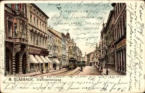 Litho Mönchengladbach, Krefelder Straße, Straßenbahn