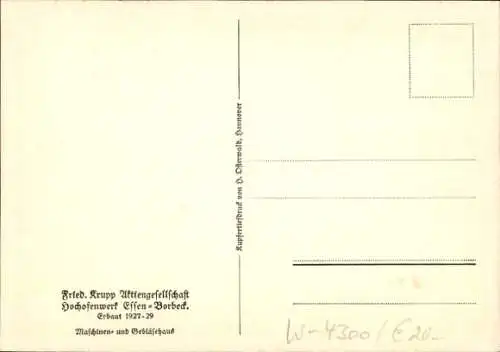 Ak Borbeck Mitte Essen im Ruhrgebiet, Friedr. Krupp, Hochofenwerk, Maschinen und Gebläsehaus