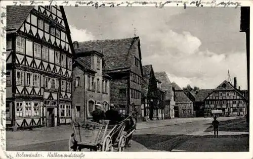 Ak Holzminden an der Weser, Halbemondstraße, Kutsche