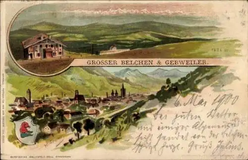 Künstler Litho Greiner, K., Soultz Sulz Elsass Haut Rhin, Großer Belchen, Guebwiller Gebweiler