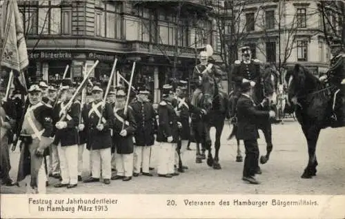 Ak Hamburg, Veteranen des Bürgermilitairs, Jahrhundertfeier 1913