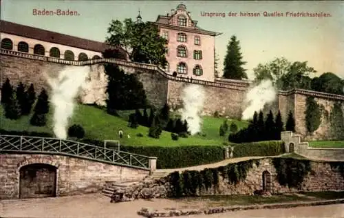 Ak Baden Baden am Schwarzwald, Ursprung der heißen Quellen Friedrichsstollen