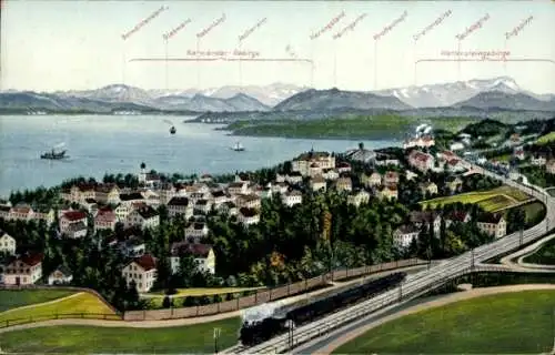 Ak Tutzing im Kreis Starnberg Oberbayern, Panorama mit Karwendelgebirge