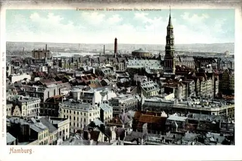 Ak Hamburg Altona, Rathausturm, St. Katharina, Gesamtansicht
