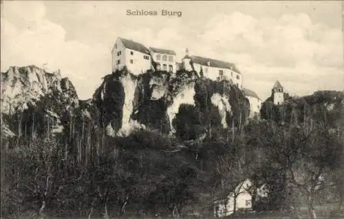 Ak Burg an der Wupper Solingen, Schloss Burg, Felsen