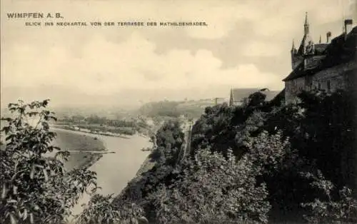 Ak Bad Wimpfen am Neckar, Panorama von der Terrasse des Mathildenbades