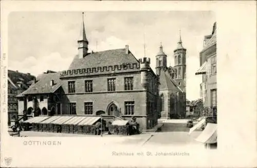 Ak Göttingen in Niedersachsen, Rathaus, St. Johanniskirche