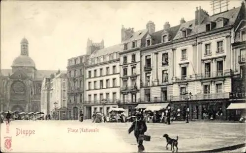 Ak Dieppe Seine-Maritime, Place Nationale