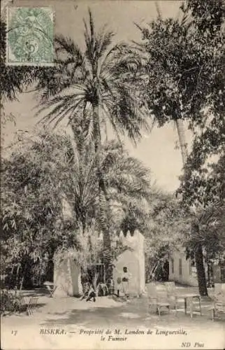 Ak Biskra Algerien, Eigentum von Herrn Landon de Longueville, Le Fumoir