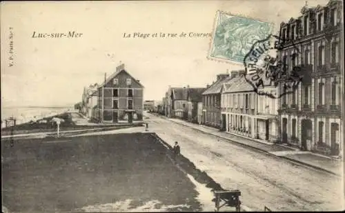 Ak Luc sur Mer Calvados, Der Strand und die Straße