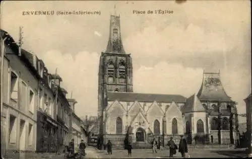 Ak Envermeu Seine-Maritime, Place de l’Eglise