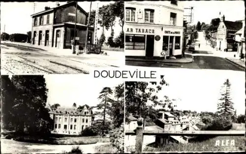 Ak Doudeville Seine-Maritime, Bahnhof, Route de Rouen, Les Nids, Gesamtansicht