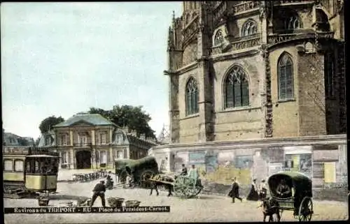 Ak Eu Seine Maritime, Blick vom Place du Président Carnot