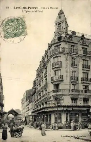 Ak Levallois Perret Hauts de Seine, Rue du Marché, L’Epicerie Millard