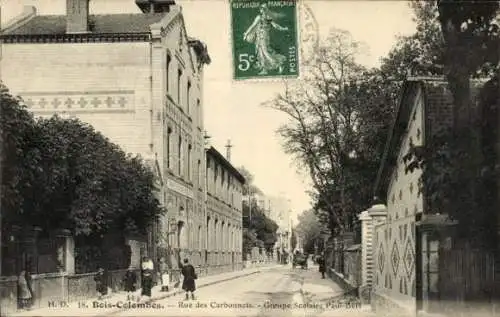 Ak Bois Colombes Hauts de Seine, Rue des Carbonnets, Schulgruppe