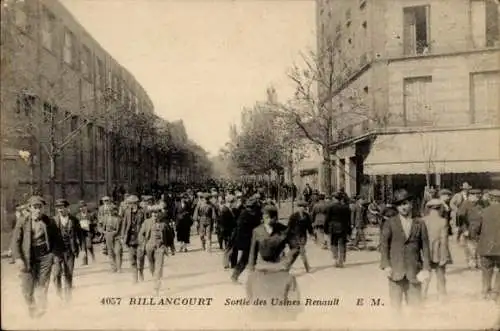 Ak Billancourt Hauts de Seine, Ausgang der Renault-Fabriken