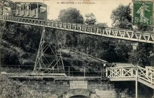 Ak Bellevue Hauts de Seine, Die Standseilbahn