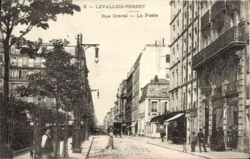 Ak Levallois Perret Hauts de Seine, Rue Gravel, Poste