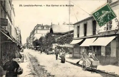 Ak Levallois Perret Hauts de Seine, Rue Carnot, der Markt