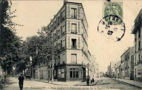 Ak Malakoff Hauts de Seine, Rue Augustin Dumont, aufgenommen von der Route de Montrouge