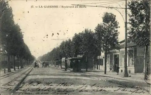Ak La Garenne Colombes Hauts de Seine, Boulevard du Havre, Straßenbahn